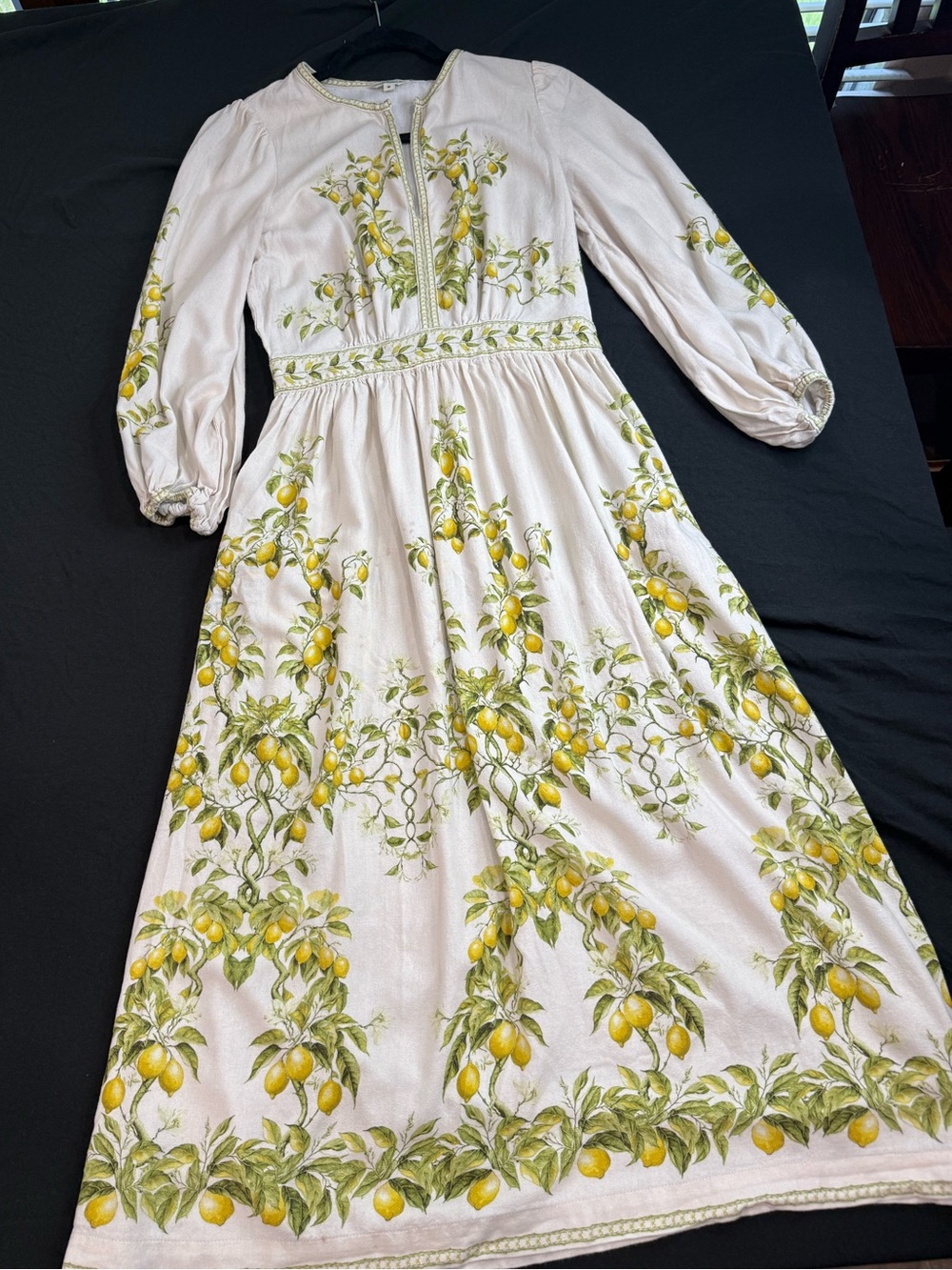 Max Studio Lemon Print Maxi Dress - Balloon sleeve
